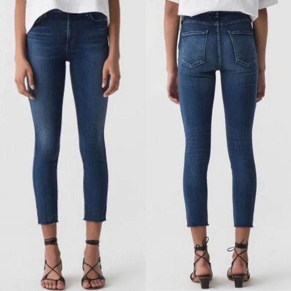 Agolde Sophie High Rise Crop Skinny Jean With Raw Hem, size 24 - Picture 1 of 11